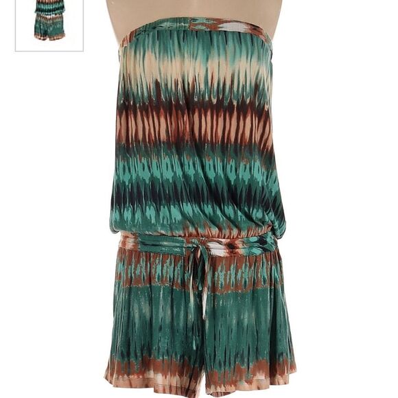 Teal Tye Dye Shorts Romper - Elastic Band Waist - NEVER Worn - Size Small - Picture 1 of 6